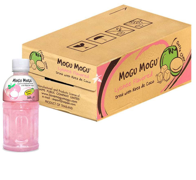 Mogu Mogu Litschi 320 ml – eine köstliche und fruchtige Erfrischung mit dem exotischen, süß-blumigen Geschmack von saftiger Litschi. Enthält echte Fruchtstücke, eine angenehm prickelnde Süße und sorgt für ein einzigartiges Trink-Erlebnis. Erhältlich bei GEtca GmbH.