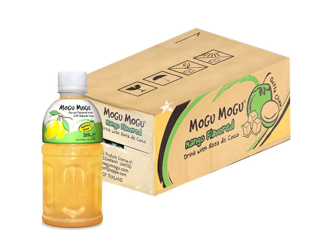Mogu Mogu Mango 320 ml – eine köstliche und fruchtige Erfrischung mit dem exotischen Geschmack sonnengereifter Mangos. Enthält saftige Fruchtstücke, prickelnde Süße und sorgt für ein einzigartiges Trink-Erlebnis. Erhältlich bei GEtca GmbH.