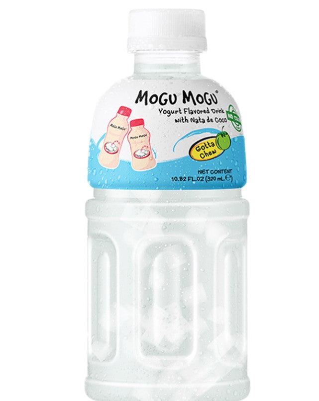 Produktbild von Mogu Mogu Yogurt mit Nata de Coco, 24 Flaschen à 320 ml. Cremiges Erfrischungsgetränk mit Joghurtaroma und Kokosgel-Stückchen. Angebot von Getca GmbH.