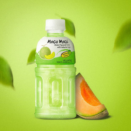 Erfrischungsgetränk Mogu Mogu Melon (320 ml) mit fruchtigem Melonengeschmack und Nata-de-Coco-Stückchen – erhältlich bei GEtca GmbH.