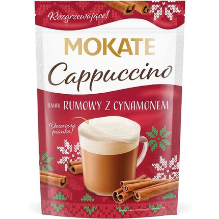 Mokate Cappuccino Rum with Cinnamon 110g ist ein aromatisches Cappuccino-Getränk mit einem köstlichen Rum- und Zimtgeschmack. Es bietet eine cremige Konsistenz und eine feine, würzige Note – perfekt für alle, die eine besondere Kaffeespezialität genießen möchten! Das Produkt wird von der GEtca GmbH angeboten.