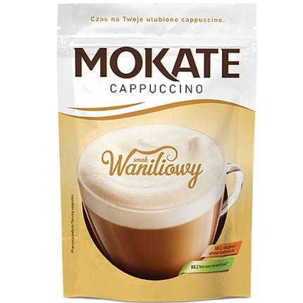 Mokate Cappuccino Vanilia 110g ist ein cremiges Cappuccino-Getränk mit einer sanften Vanillenote. Es bietet eine samtige Konsistenz und eine feine Schaumschicht – perfekt für alle, die einen aromatischen und vollmundigen Cappuccino genießen möchten! Das Produkt wird von der GEtca GmbH angeboten.