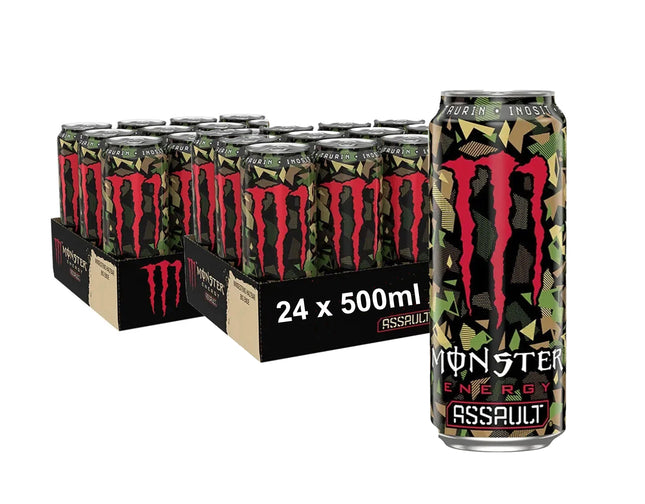 2x12er-Pack Monster Assault Energy (500 ml) – Kraftvoller Energy-Drink mit intensivem Geschmack und belebender Wirkung. Perfekt für einen energiereichen Kick. Angebot von GEtca GmbH.