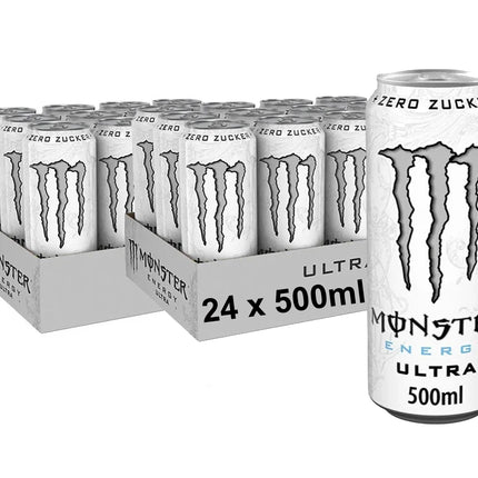 2x12er-Pack Monster Ultra White Energy (500 ml) – Klassischer Energy-Drink mit leichtem und erfrischendem Zitrusgeschmack, ganz ohne Zucker. Perfekt für eine belebende und frische Erfrischung. Angebot von GEtca GmbH.