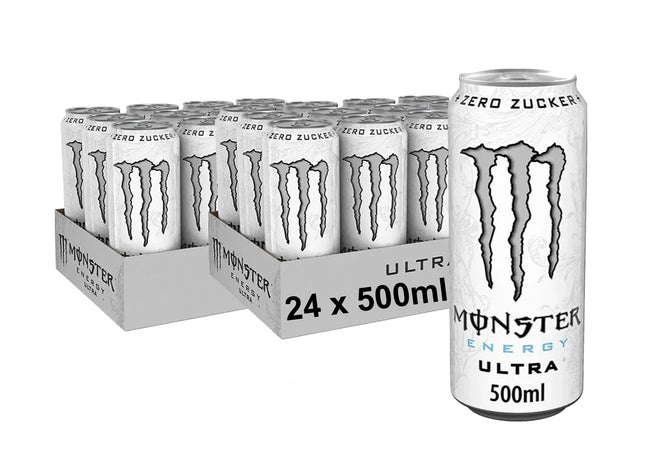 2x12er-Pack Monster Ultra White Energy (500 ml) – Klassischer Energy-Drink mit leichtem und erfrischendem Zitrusgeschmack, ganz ohne Zucker. Perfekt für eine belebende und frische Erfrischung. Angebot von GEtca GmbH.
