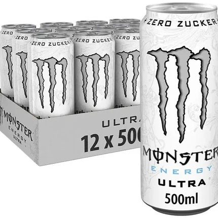 12er-Pack Monster Ultra White Energy (500 ml) – Klassischer Energy-Drink mit leichtem und erfrischendem Zitrusgeschmack, ganz ohne Zucker. Perfekt für eine belebende und frische Erfrischung. Angebot von GEtca GmbH.