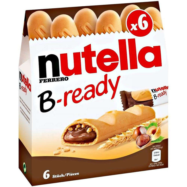 Nutella B-Ready (22 g) – Knusprige Waffel gefüllt mit cremiger Nutella, perfekt für den süßen Genussmoment unterwegs. Angebot von GEtca GmbH.