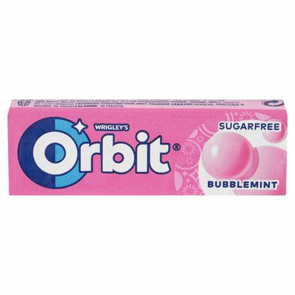 Orbit Bubblemint 14g ist ein zuckerfreier Kaugummi mit Süßstoffen und einem einzigartigen Bubble-Mint-Geschmack – eine perfekte Kombination aus frischer Minze und süßer Kaugummi-Note. Ideal für alle, die einen langanhaltenden, erfrischenden Genuss suchen! Das Produkt wird von der GEtca GmbH angeboten.