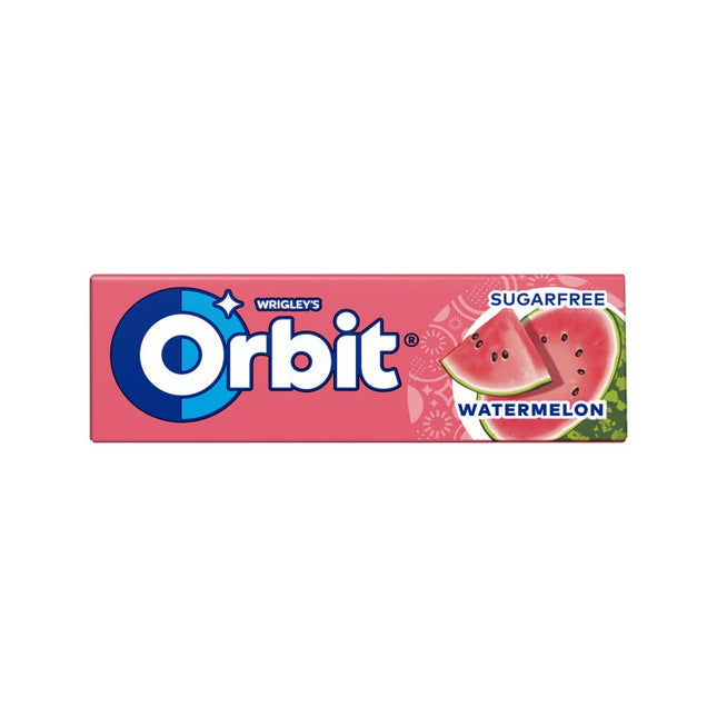 Orbit Watermelon 14g ist ein zuckerfreier Kaugummi mit Süßstoffen und einem erfrischenden Wassermelonengeschmack. Perfekt für alle, die einen langanhaltenden, fruchtigen Atem genießen möchten! Das Produkt wird von der GEtca GmbH angeboten.