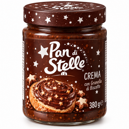 Pan di Stelle Crema 380 g mit Keksen, Haselnüssen und Frühstück