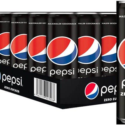 24er-Pack Pepsi Zero Zucker Dosen (330 ml) – Zuckerfreie Cola-Erfrischung mit klassischem Pepsi-Geschmack. Perfekt für bewussten Genuss. Angebot von GEtca GmbH.