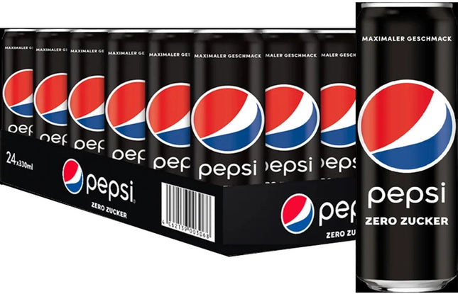 24er-Pack Pepsi Zero Zucker Dosen (330 ml) inkl. Pfand – Zuckerfreie Cola-Erfrischung mit klassischem Pepsi-Geschmack. Perfekt für bewussten Genuss. Angebot von GEtca GmbH.