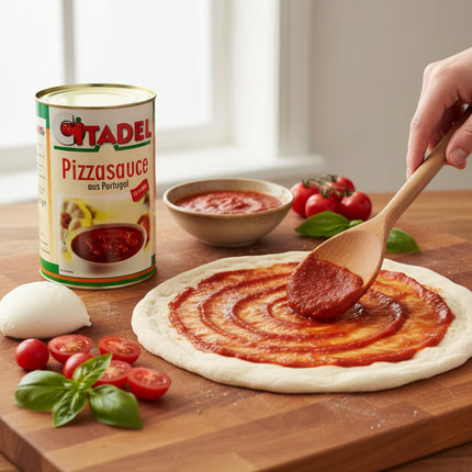 Pizzasauce in Verpackung – klassische italienische Tomatensauce mit intensivem Geschmack