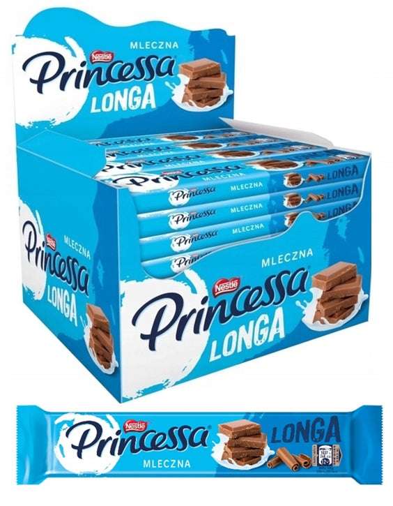 Princessa Longa Milky – knusprige Waffelschichten mit cremiger Milchfüllung, umhüllt von zarter Schokolade, angeboten von der GEtca GmbH. Perfekt für alle, die einen milden, cremigen Schokoladen-Waffelgenuss lieben!