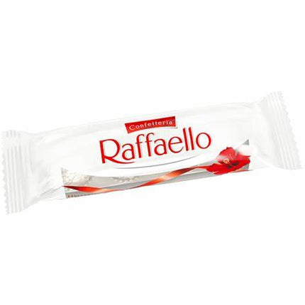 Raffaello Pralinen (40 g) – Zarte Kokos-Pralinen mit feiner Milchcreme-Füllung und knusprigem Mandelkern. Perfekt für einen exotischen Genussmoment. Angebot von GEtca GmbH.