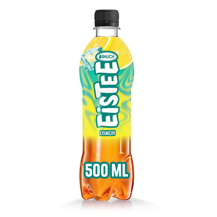 Rauch Eistee Lemon 0,5 l Flasche – zitroniger Eistee mit natürlichem Geschmack in handlicher Aluminiumdose mit frischem, gelbem Design, angeboten von Getca GmbH im professionellen Onlinehandel.