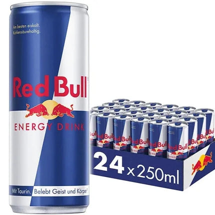 24er-Pack Red Bull Energy Drink Dosen (250 ml) – Belebender Energy-Drink mit klassischem Geschmack und Koffein-Kick. Perfekt für mehr Energie und Fokus. Angebot von GEtca GmbH.