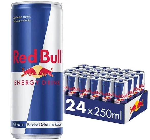 24er-Pack Red Bull Energy Drink Dosen (250 ml) – Belebender Energy-Drink mit klassischem Geschmack und Koffein-Kick. Perfekt für mehr Energie und Fokus. Angebot von GEtca GmbH.