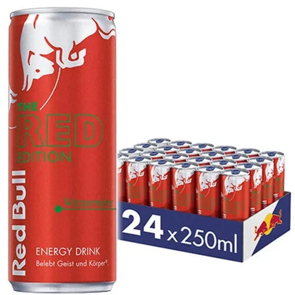 24er-Pack Red Bull Wassermelone Dosen (250 ml) – Belebender Energy-Drink mit fruchtigem Wassermelonen-Geschmack. Perfekt für eine erfrischende und energetische Pause. Angebot von GEtca GmbH.