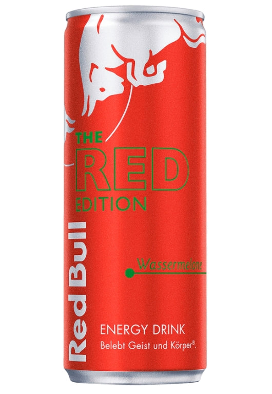 Red Bull Red Edition Wassermelone 250 ml – ein koffeinhaltiger Energy-Drink mit erfrischendem Wassermelonen-Geschmack. Enthält Taurin, Koffein und B-Vitamine für einen belebenden Energieschub. Erhältlich bei GEtca GmbH.
