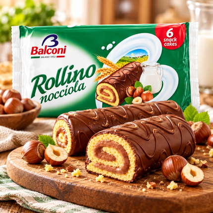 Balconi Rollino Nocciola 6 Stück – Haselnussrollen in Originalverpackung