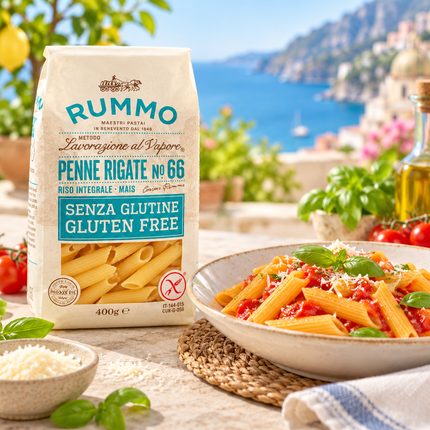 Rummo glutenfreie Penne Rigate N°66 400 g in mediterraner Küche