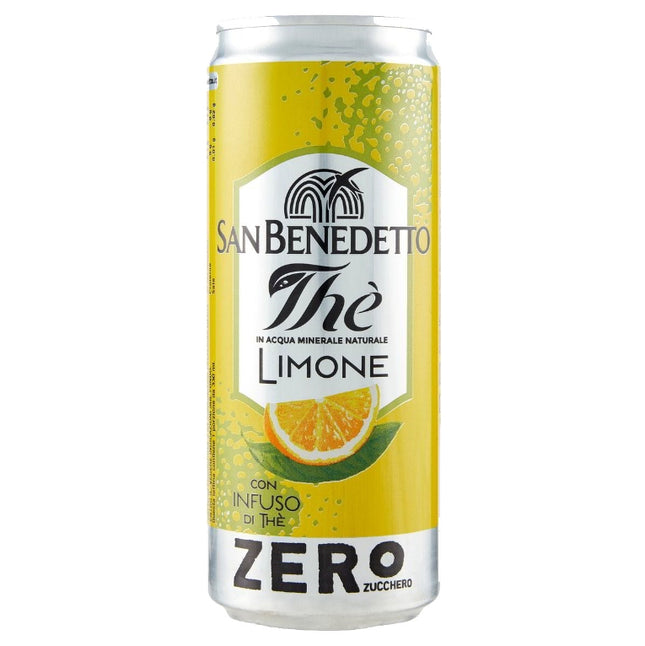 San Benedetto Eistee Lemon Zero 330 ml – ein erfrischender, zuckerfreier Eistee mit Zitronengeschmack. Enthält natürliches Mineralwasser, Tee-Extrakt und Zitronensaft für einen belebenden Genuss. Erhältlich bei GEtca GmbH.