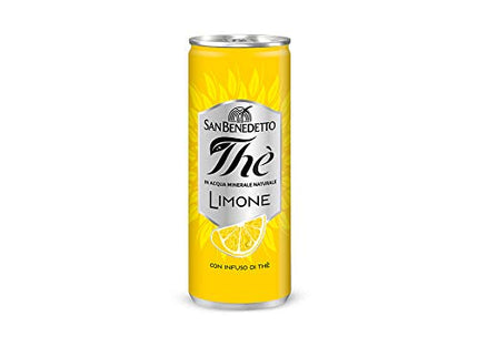 San Benedetto Eistee Lemon 330 ml – ein erfrischender Eistee mit Zitronengeschmack. Enthält natürliches Mineralwasser, Tee-Extrakt, Zitronensaft, Zucker und Süßungsmittel für einen belebenden Genuss. Erhältlich bei GEtca GmbH.