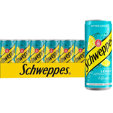 Schweppes Bitter Lemon – erfrischende Limonade mit einem intensiven Zitronengeschmack und einer leicht herben Note, angeboten von der GEtca GmbH. Perfekt für alle, die eine spritzige und einzigartige Erfrischung genießen möchten!