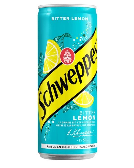 Schweppes Bitter Lemon 330 ml ist ein spritziges Erfrischungsgetränk mit intensivem Zitronengeschmack und einer leicht bitteren Note durch Chinin. Es bietet eine erfrischende Balance aus Süße und Säure. Erhältlich bei GEtca GmbH.