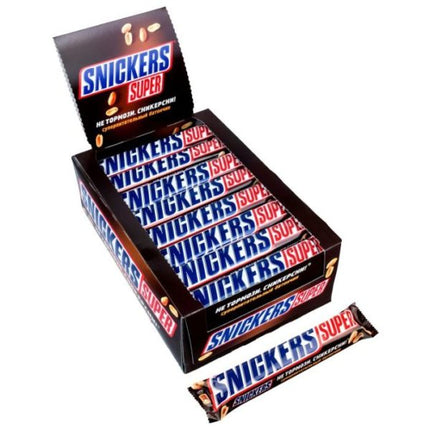 Snickers Super 2Pack – zwei extragroße Riegel mit köstlicher Erdnuss-Nougatfüllung, cremigem Karamell und zarter Milchschokolade, angeboten von der GEtca GmbH. Perfekt für alle, die doppelt genießen möchten.