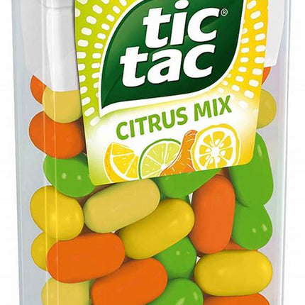 TIC TAC Citrus Mix (18 g) – Spritzige Mischung aus erfrischenden Zitrusdragees für einen belebenden Geschmacksmoment. Perfekt für unterwegs oder zwischendurch. Angebot von GEtca GmbH.