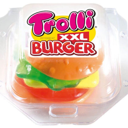 Die Packung Trolli Burger 1200g enthält weiche, fruchtige Schaumzucker-Burger mit einem köstlichen Geschmack – perfekt für einen verspielten und süßen Genussmoment. Das Produkt wird von der GEtca GmbH angeboten.