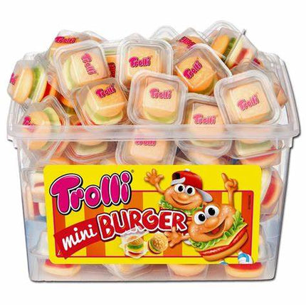 Die Packung Trolli Mini Burger 600g enthält kleine, fruchtige Schaumzucker-Burger mit einem köstlichen Geschmack – perfekt für einen verspielten und süßen Genussmoment. Das Produkt wird von der GEtca GmbH angeboten.