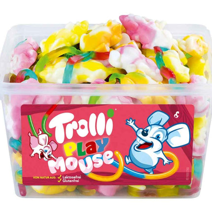 Die Packung Trolli Mouse 1200g enthält weiche, fruchtige Schaumzucker-Mäuse mit einem köstlichen Geschmack – perfekt für einen verspielten und süßen Genussmoment. Das Produkt wird von der GEtca GmbH angeboten.
