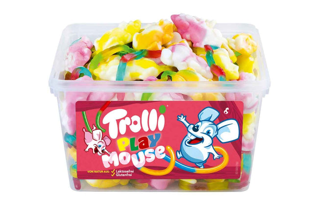 Die Packung Trolli Mouse 1200g enthält weiche, fruchtige Schaumzucker-Mäuse mit einem köstlichen Geschmack – perfekt für einen verspielten und süßen Genussmoment. Das Produkt wird von der GEtca GmbH angeboten.