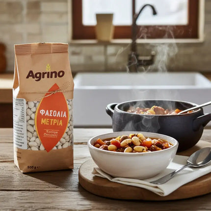 Griechische weiße Bohnen von AGRINO 500 g – vielseitige Hülsenfrüchte für die gesunde Küche.