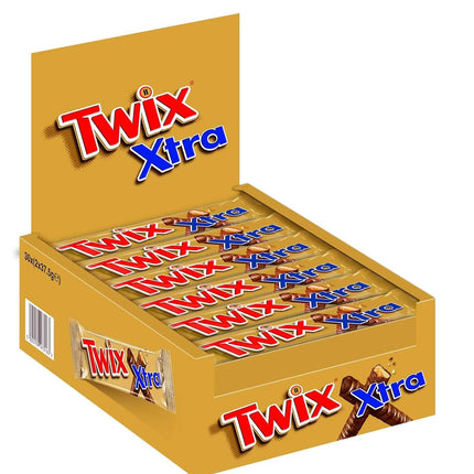 Twix Xtra – extra großer Genuss mit knusprigem Keks, cremigem Karamell und zarter Milchschokolade, angeboten von der GEtca GmbH. Perfekt für alle, die von Twix nicht genug bekommen können.