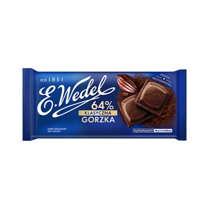 Die Packung Wedel Dark Chocolate 64% 90g enthält edle Zartbitterschokolade mit einem intensiven und ausgewogenen Kakaogeschmack – perfekt für einen vollmundigen Genussmoment. Das Produkt wird von der GEtca GmbH angeboten.