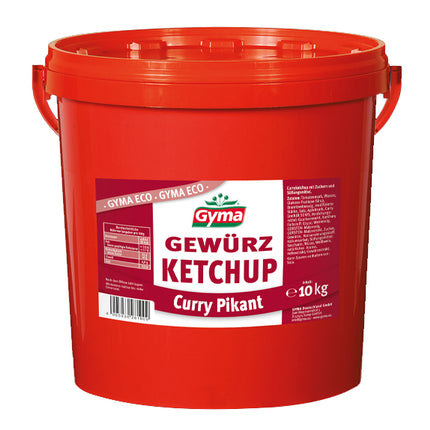 Gyma ECO Gewürzketchup Curry Pikant im 10 kg Kanister – würzig-scharfer Tomatenketchup mit pikanter Currynote, ideal für Imbiss, Gastronomie und Großküche. Dieses Produkt wird angeboten von Getca GmbH.