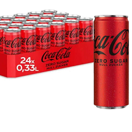 24er-Pack Coca-Cola Zero Dosen (330 ml) inkl. Pfand – Zuckerfreie Erfrischung mit klassischem Coca-Cola Geschmack. Perfekt für bewussten Genuss. Angebot von GEtca GmbH.