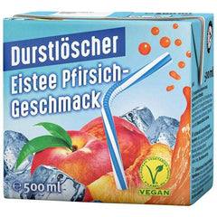 12er-Pack Durstlöscher Eistee Pfirsich (500 ml) – Erfrischender Eistee mit fruchtigem Pfirsichgeschmack. Perfekt für eine kühle Pause unterwegs oder zu Hause. Angebot von GEtca GmbH.