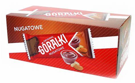 Góralki Nougat Waffel – knusprige Waffel mit cremiger Nougatfüllung, umhüllt von zarter Schokolade, angeboten von der GEtca GmbH. Perfekt für alle, die den vollen Geschmack von Nougat genießen möchten.