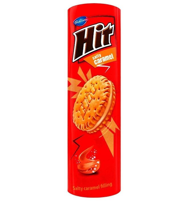 Hit Cookies Salted Caramel 220g sind köstliche Doppelkekse mit einer cremigen Karamellfüllung und einer feinen salzigen Note – die perfekte Kombination aus süß und salzig. Perfekt für alle, die ein einzigartiges Geschmackserlebnis genießen möchten! Das Produkt wird von der GEtca GmbH angeboten.