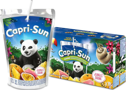 10er-Pack Capri-Sun Jungle Drink Trinkpackungen (200 ml) – Exotischer Fruchtmix in praktischen Trinkbeuteln. Perfekt für unterwegs und kleine Abenteuer. Angebot von GEtca GmbH.