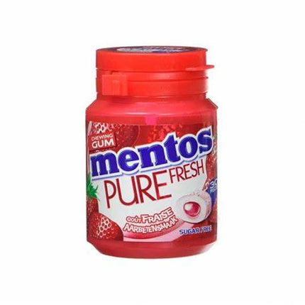 Mentos Pure Fresh Strawberry Bottle 60g enthält erfrischenden Kaugummi mit einem fruchtigen Erdbeergeschmack und einer langanhaltenden Frische – perfekt für einen belebenden Genussmoment. Das Produkt wird von der GEtca GmbH angeboten.