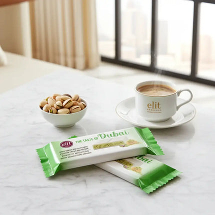 Dubai  Premium 90g Weiße Schokolade mit Pistazie elit