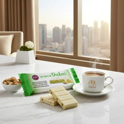 Dubai  Premium 90g Weiße Schokolade mit Pistazie elit