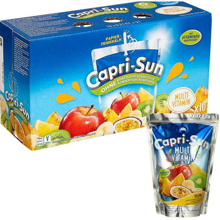 10er-Pack Capri-Sun Multivitamin Trinkpackungen (200 ml) – Fruchtiger Mix aus verschiedenen Vitaminen in praktischen Trinkbeuteln. Perfekt für eine erfrischende und belebende Pause. Angebot von GEtca GmbH.