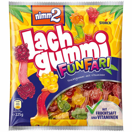 Nimm2 Lachgummi Jungle (90 g) – Fruchtige Gummibonbons in exotischen Geschmacksrichtungen mit wertvollen Vitaminen. Perfekt für eine wilde und spaßige Nascherei. Angebot von GEtca GmbH.